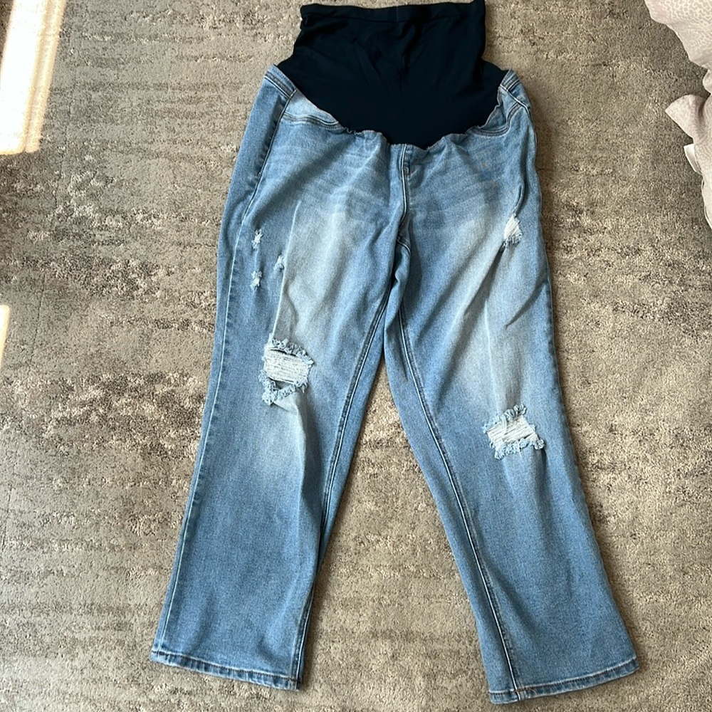 1822 DENIM distressed, Wide leg maternity jeans